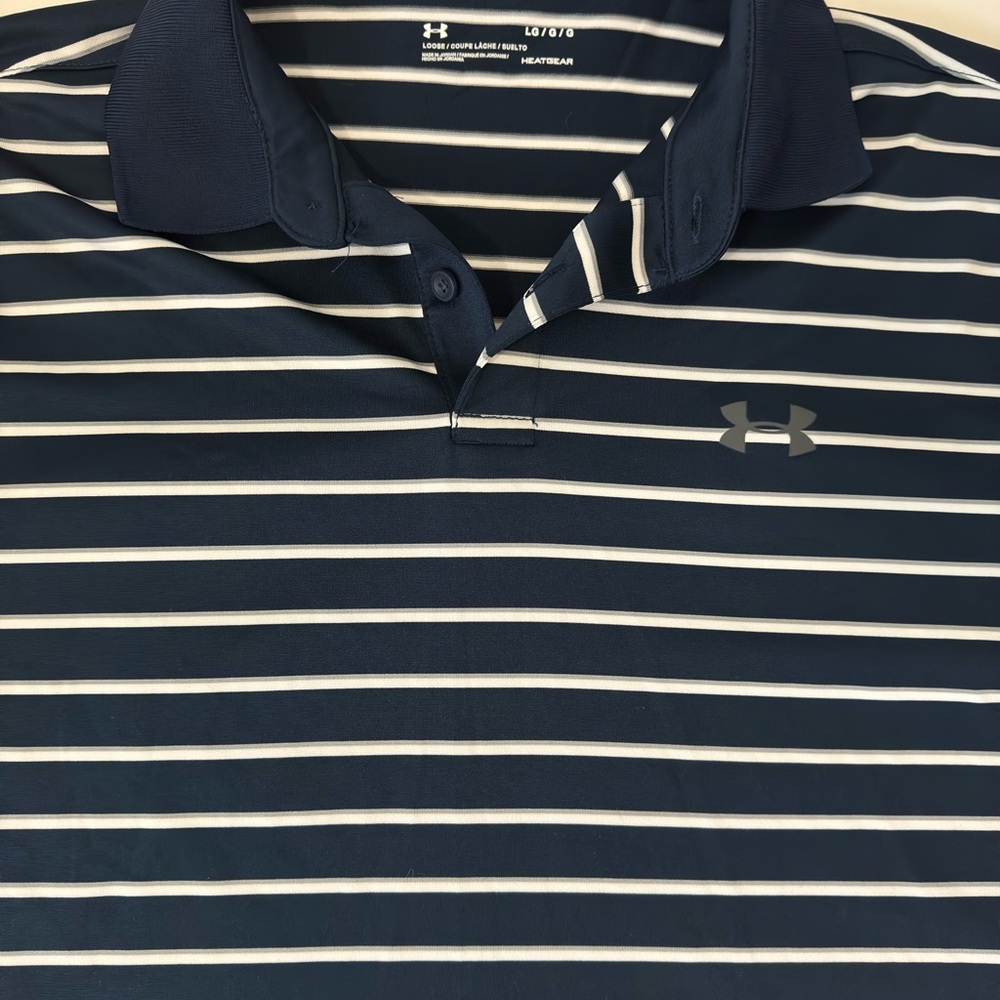 Under Armour Men's Navy Striped Polo Shirt